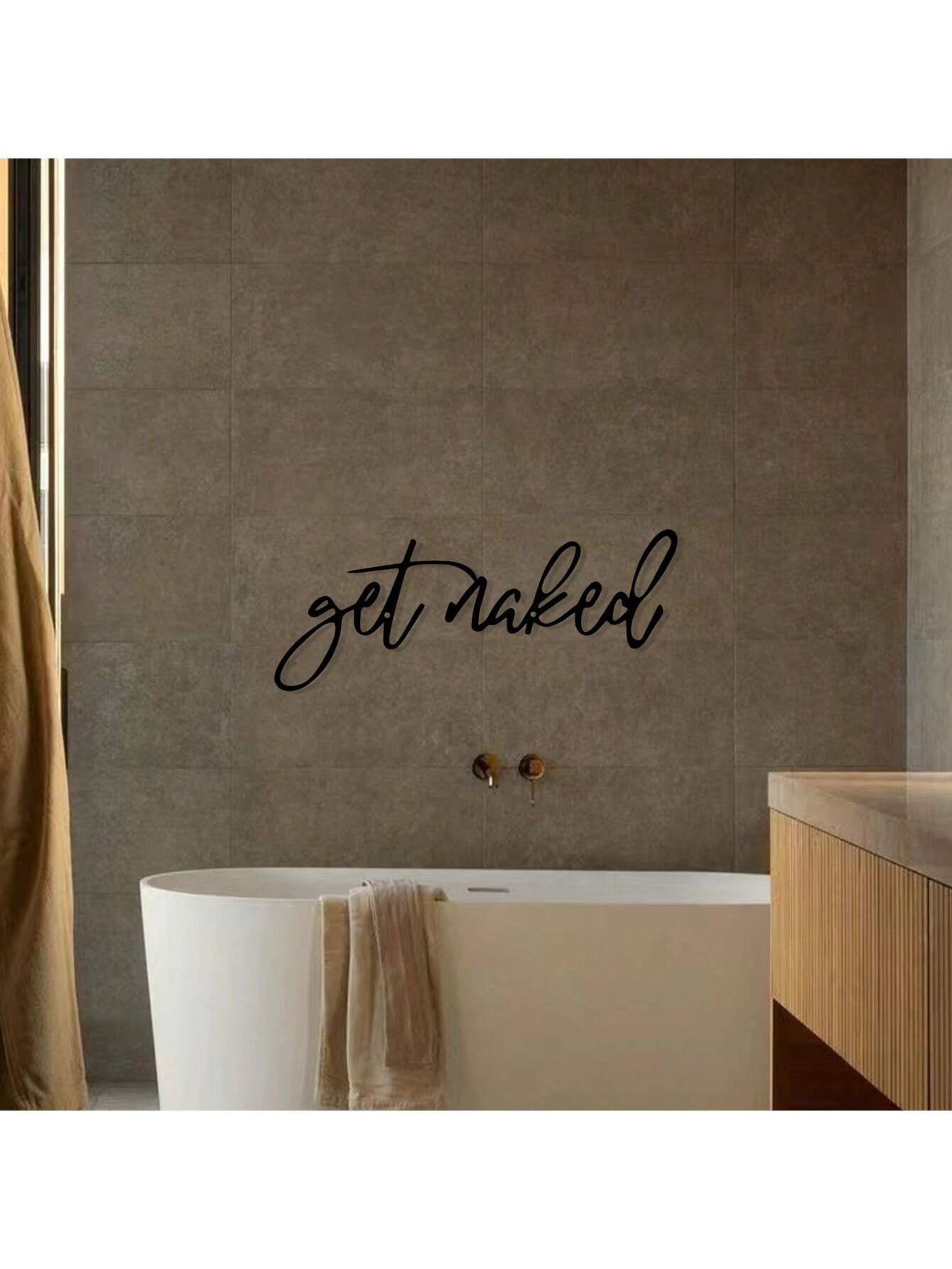 1Pc Modern Black Metal Sign - Decorative Bathroom Wall Art, Hanging Iron Sculpture, Wall Mount Design for Home Decor, Unique Gift Idea, Rust-Resistant, Easy to Install Room Decor Bedroom Decor Wall Decor
