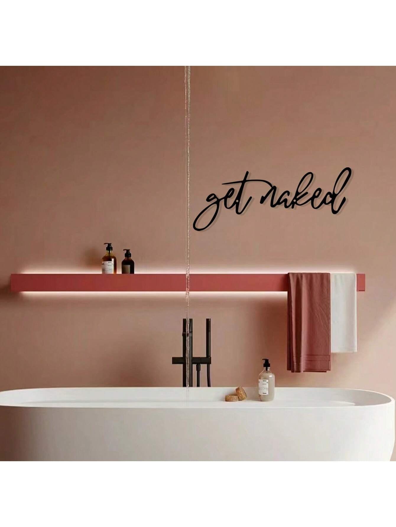 1Pc Modern Black Metal Sign - Decorative Bathroom Wall Art, Hanging Iron Sculpture, Wall Mount Design for Home Decor, Unique Gift Idea, Rust-Resistant, Easy to Install Room Decor Bedroom Decor Wall Decor