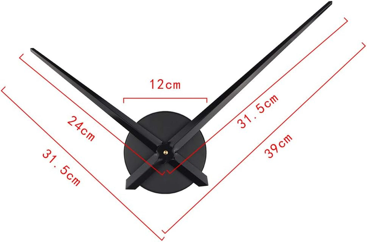 3D DIY Wall Clock, 1M Modern Frameless Large 3D DIY Wall Clock Kit Decoration Home for Living Room Bedroom (Black-Black)