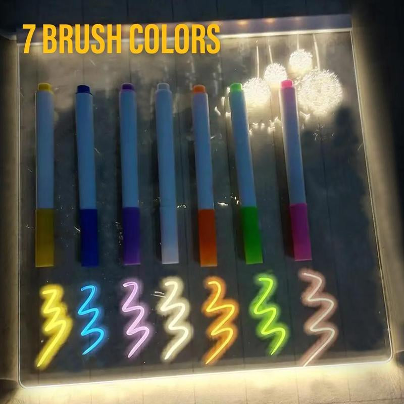 LED Light up Acrylic Message Board Home Decor, Erasable Drawing Board Desktop Light with 7 Pen, Drawing Board, Bar Advertising Boards, LED Board