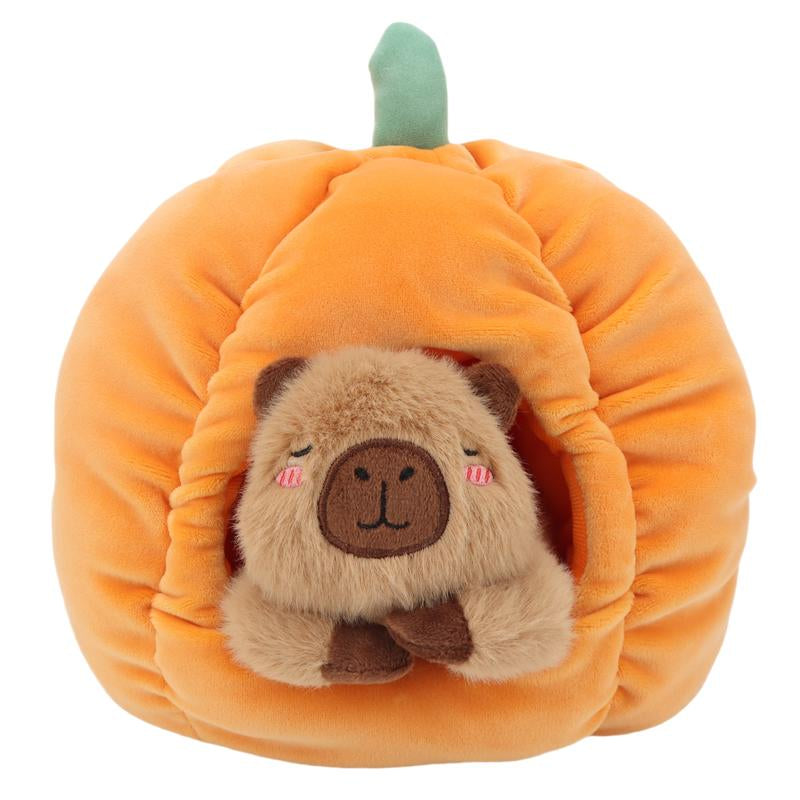 Cute Capybara with a Podgy Pumpkin House Plush Toys Halloween Plush Halloween Playset Party Decoration Prizes and Gifts for Children and Friends