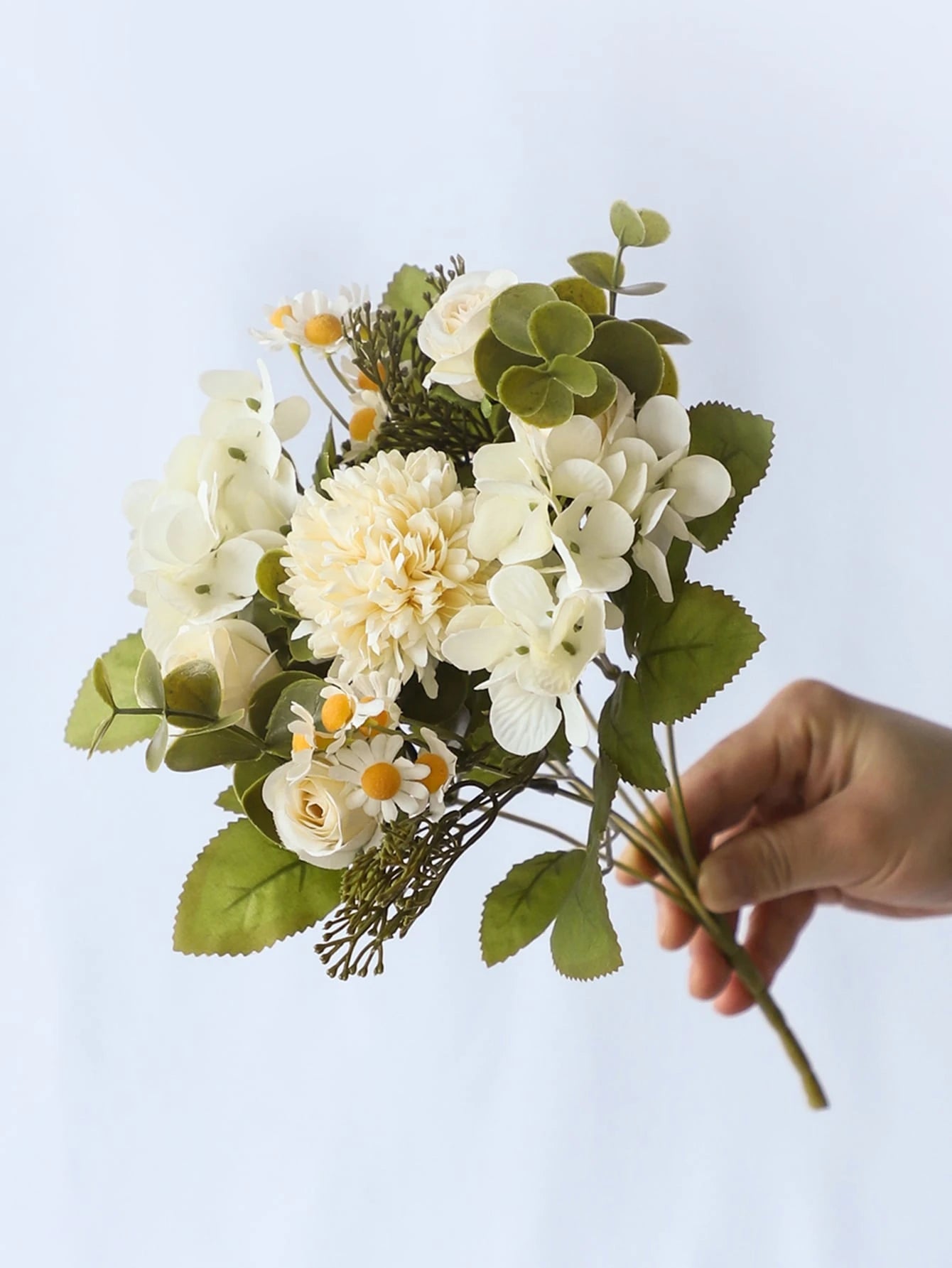 1Pc/2Pcs Lifelike Artificial Rose Flowers Bouquet Fake Hydrangea and Daisy Realistic Arrangements for Home Wedding Party Decor Room Accents Table Centerpieces, Valentine Day, Gift Gifts Birthday Graduation,Fall Decor,Autumn Home Decor Back to School Room Decor School Supplies