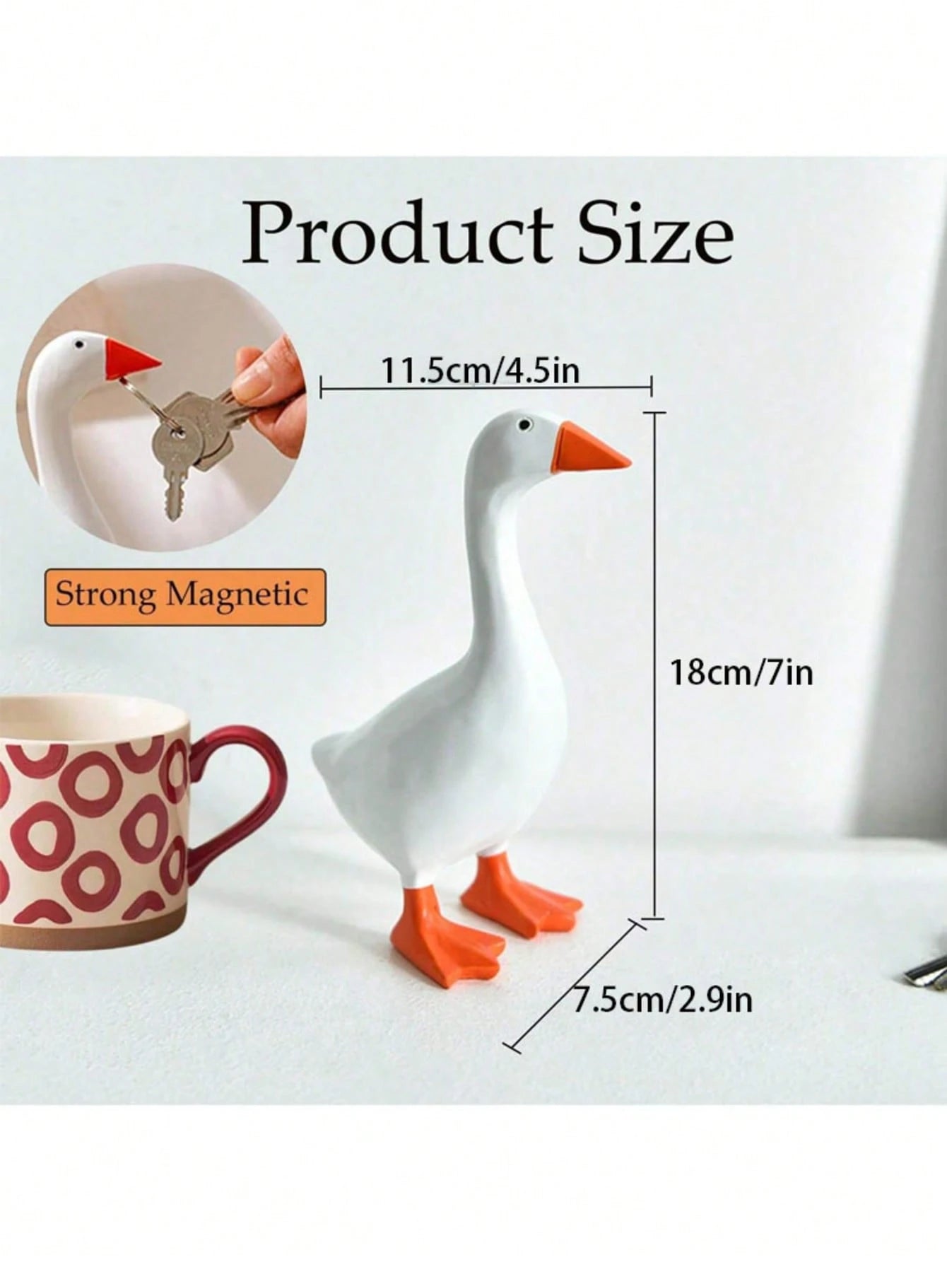 1PC Magnetic Goose Key Holder, Cute Duck Statue Key Hanger, Kawaii Magnetic Silly Goose Figurines,Funny Office Desk Decor Bedroom Decorations Home Decor Aesthetic
