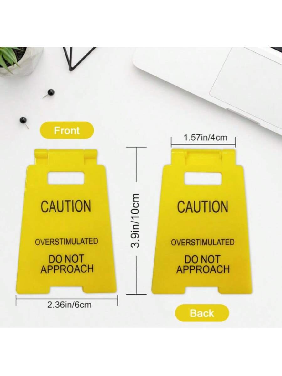 Caution: Do Not Approach Excited, Funny Office Desk Accessory - Humorous Mini Caution Sign, Amusing Office Decor, Gag Gift for Coworkers, Teammates, Employees, Bosses