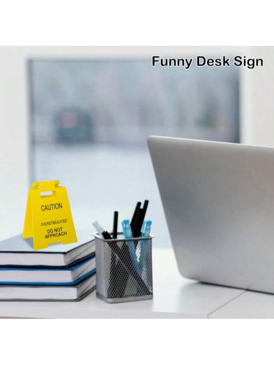 Caution: Do Not Approach Excited, Funny Office Desk Accessory - Humorous Mini Caution Sign, Amusing Office Decor, Gag Gift for Coworkers, Teammates, Employees, Bosses