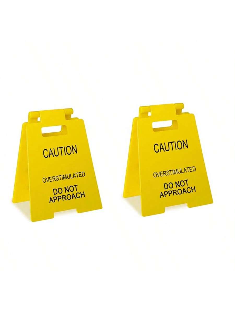 Caution: Do Not Approach Excited, Funny Office Desk Accessory - Humorous Mini Caution Sign, Amusing Office Decor, Gag Gift for Coworkers, Teammates, Employees, Bosses