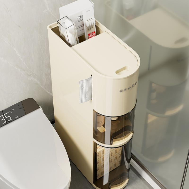 UFORU Narrow 4 Tier Slim Bathroom Storage Cabinetskinny Storage with Drawers Toilet Paper Holder,Waterproof Movable Organizer for Small Spaceskitchen, Laundry, Living Room Organization Minimal Modern