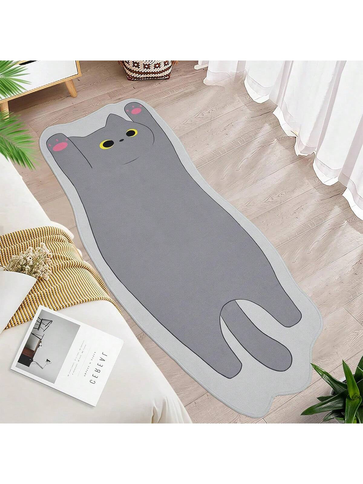 1Pc Cat Pattern Rug, Cartoon Cute Polyester Floor Carpet for Home ,Room Decor