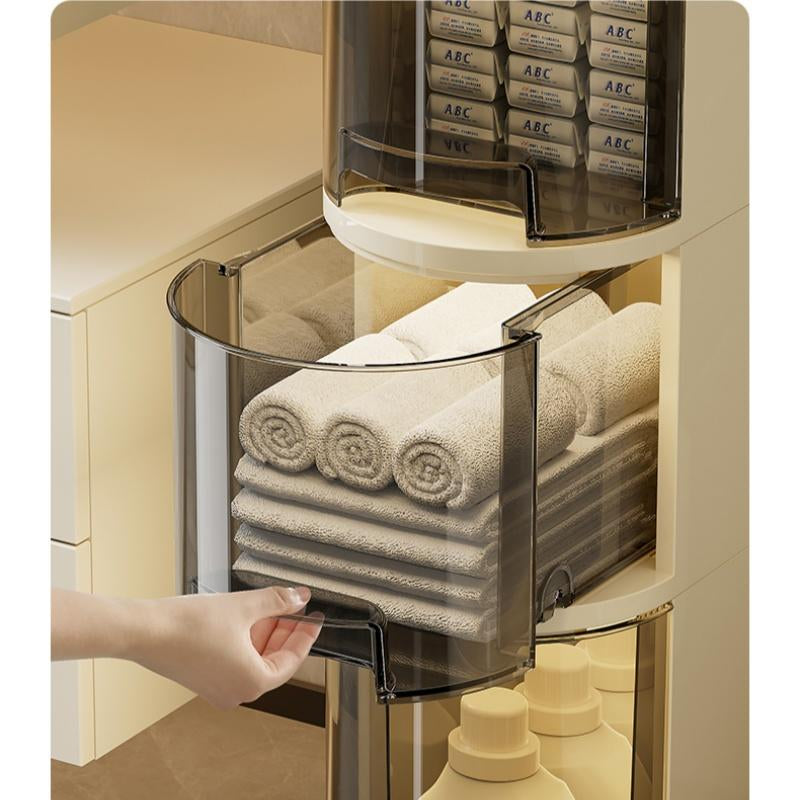 UFORU Narrow 4 Tier Slim Bathroom Storage Cabinetskinny Storage with Drawers Toilet Paper Holder,Waterproof Movable Organizer for Small Spaceskitchen, Laundry, Living Room Organization Minimal Modern