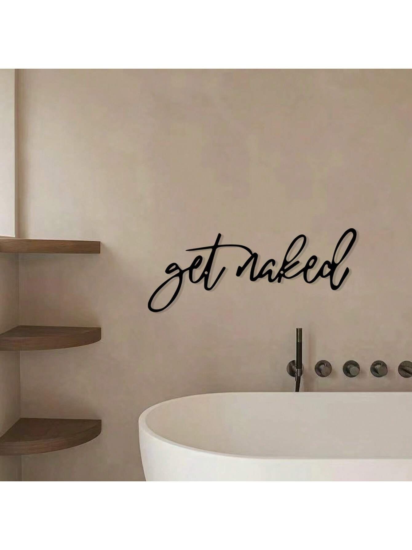 1Pc Modern Black Metal Sign - Decorative Bathroom Wall Art, Hanging Iron Sculpture, Wall Mount Design for Home Decor, Unique Gift Idea, Rust-Resistant, Easy to Install Room Decor Bedroom Decor Wall Decor