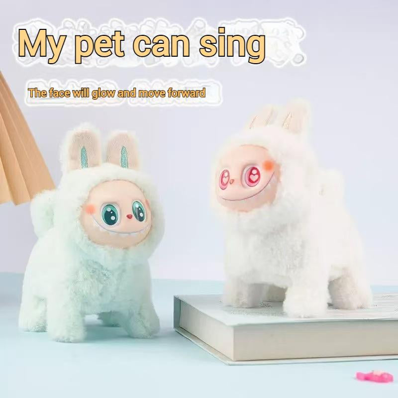 Abstract Dog Plush Cartoon Silicone Face Can Glow, Walk and Sing Doll