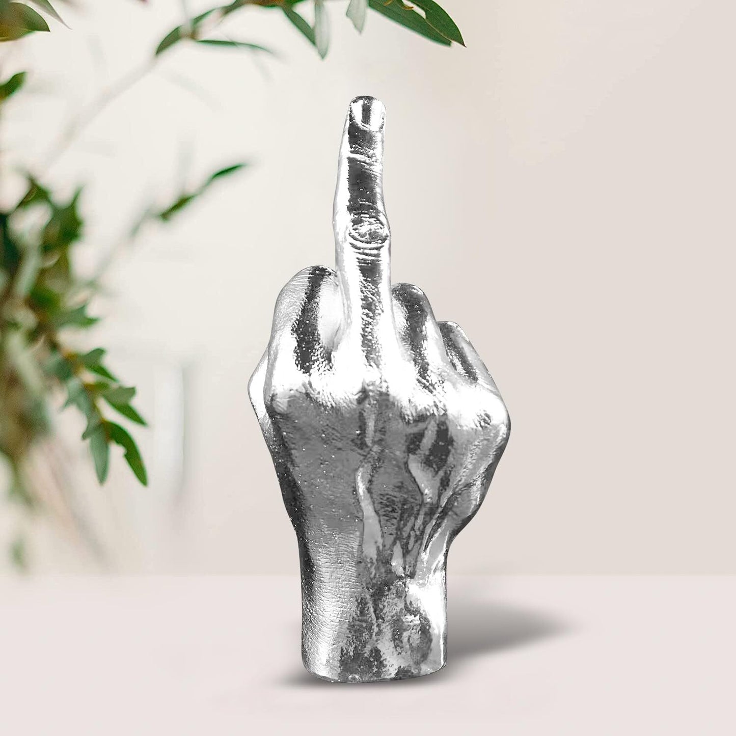 Silver Black Polyresin Hand Gesture Desk Statues Finger Sculpture Decor Silver