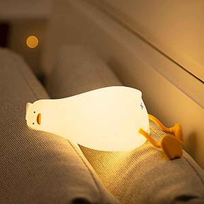 Kids Night Light, Lying Flat Duck Cute Night Light for Kids, Premium Silicone Nursery Nightlight, Touch Control,Rechargeable Bedside Touch Lamp for Breastfeeding Toddler Baby Kids Decor