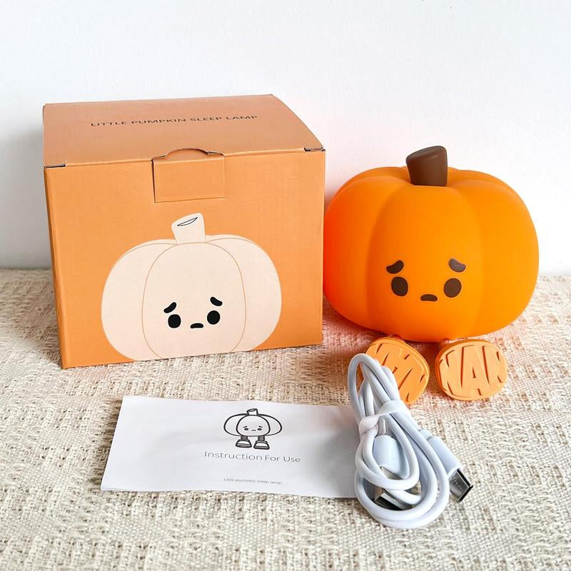 Pumpkin Shaped Night Light, Pumpkin Silicone Patting Small Night, Cute Pumpkin LED Night Light, Charging Decorative Bedside Light for Home Bedroom Living Room