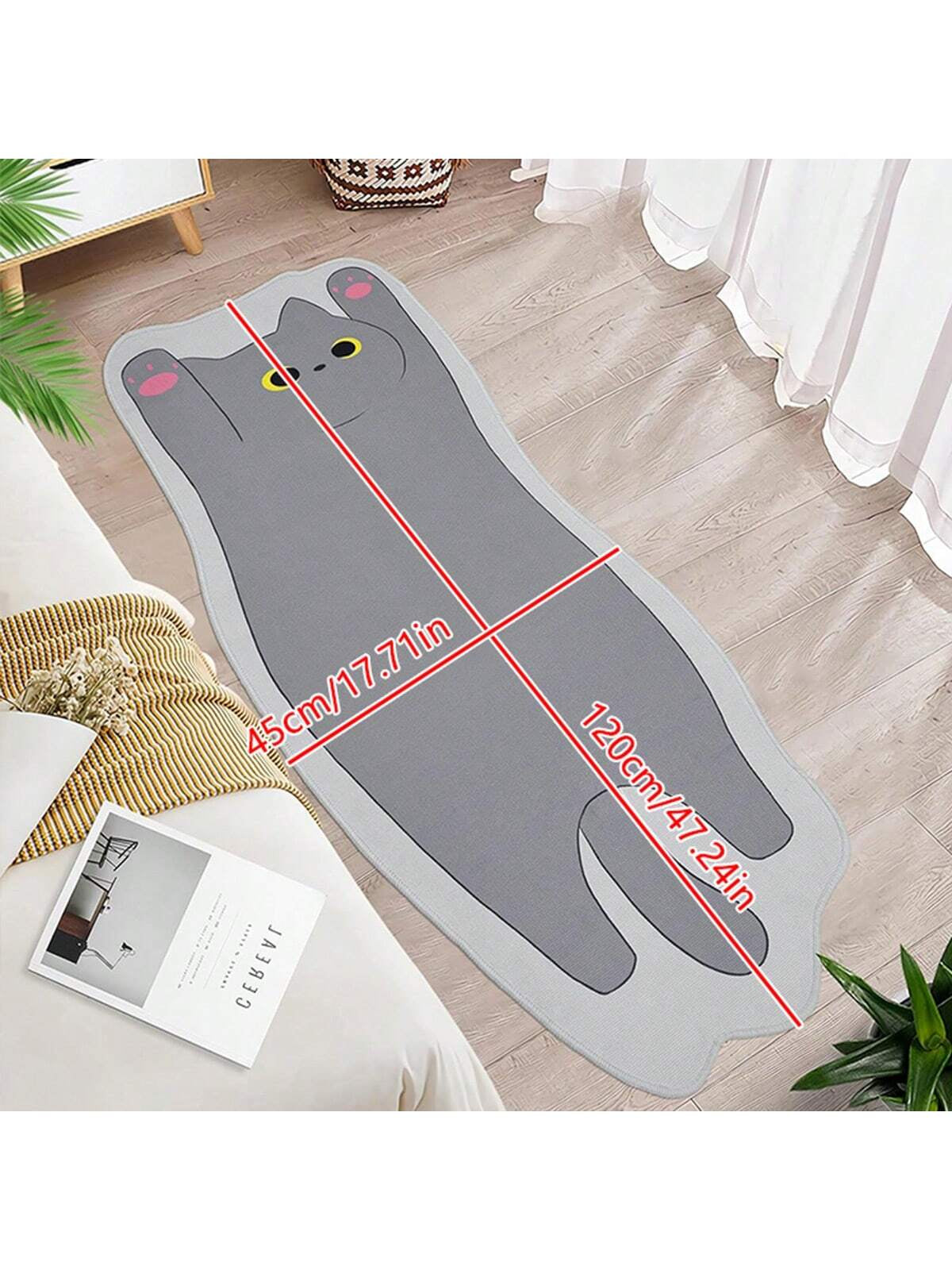 1Pc Cat Pattern Rug, Cartoon Cute Polyester Floor Carpet for Home ,Room Decor