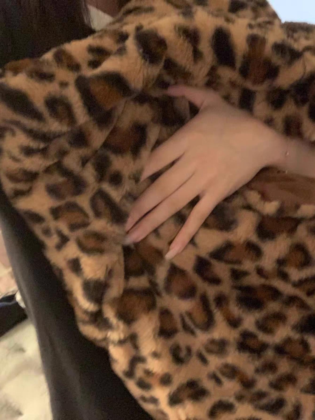1Pc Leopard Print Faux Fur Double Layer Warm Blanket, Soft and Smooth Faux Animal Fur Texture, Reversible Plush Throw Blanket for Home, Living Room, Bedroom, Sofa, All Season Multipurpose Coverlet to Enhance Your Lifestyle