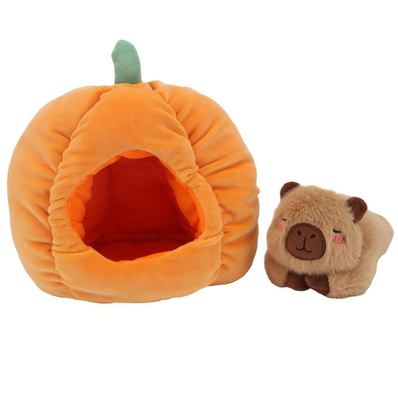 Cute Capybara with a Podgy Pumpkin House Plush Toys Halloween Plush Halloween Playset Party Decoration Prizes and Gifts for Children and Friends
