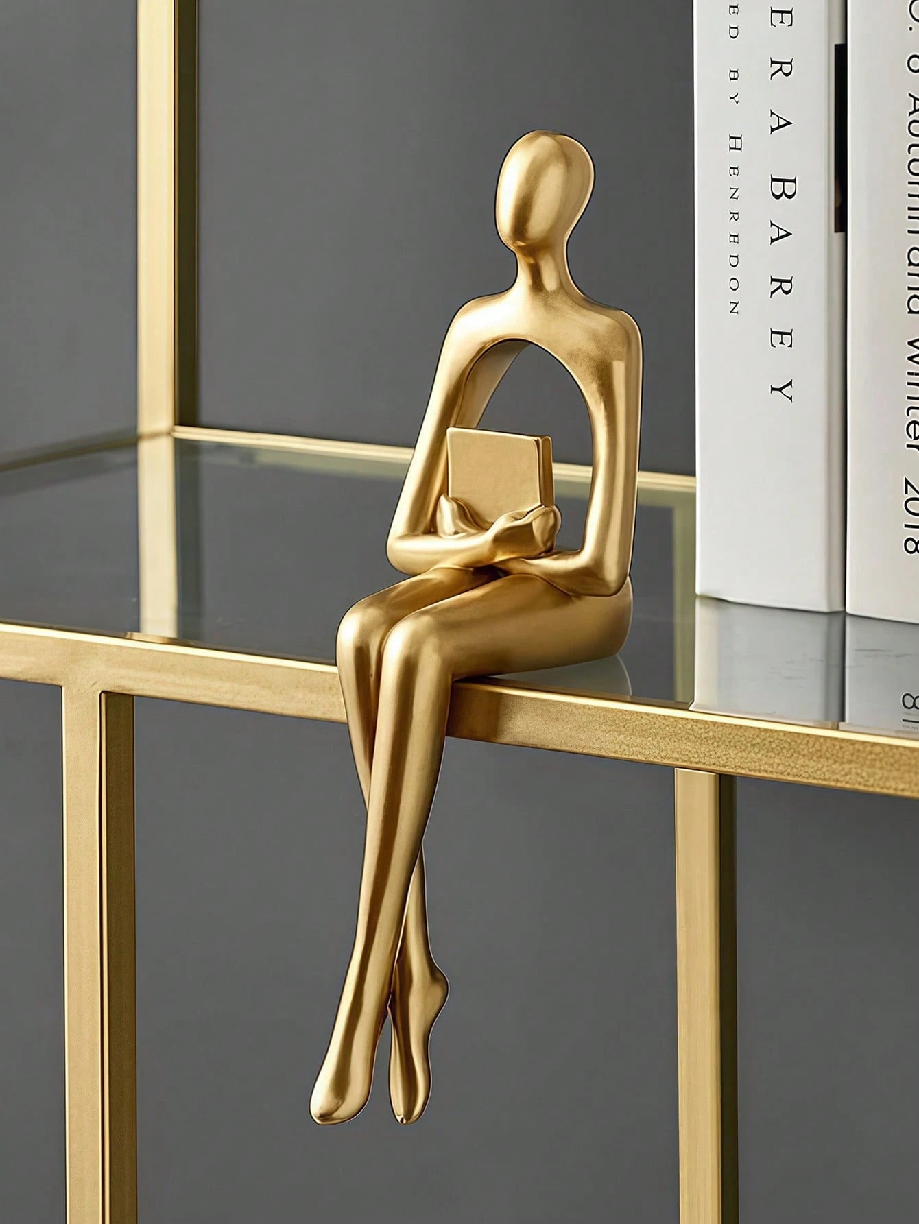 1/3Pcs Elegant Modern Abstract Gold Figurine Sculpture for Office Decor, Graduation Decorations, Bedroom Decor, Birthday Gifts, Room Decor, Teacher Gifts, Mother Day Gift