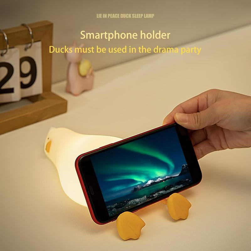 Kids Night Light, Lying Flat Duck Cute Night Light for Kids, Premium Silicone Nursery Nightlight, Touch Control,Rechargeable Bedside Touch Lamp for Breastfeeding Toddler Baby Kids Decor