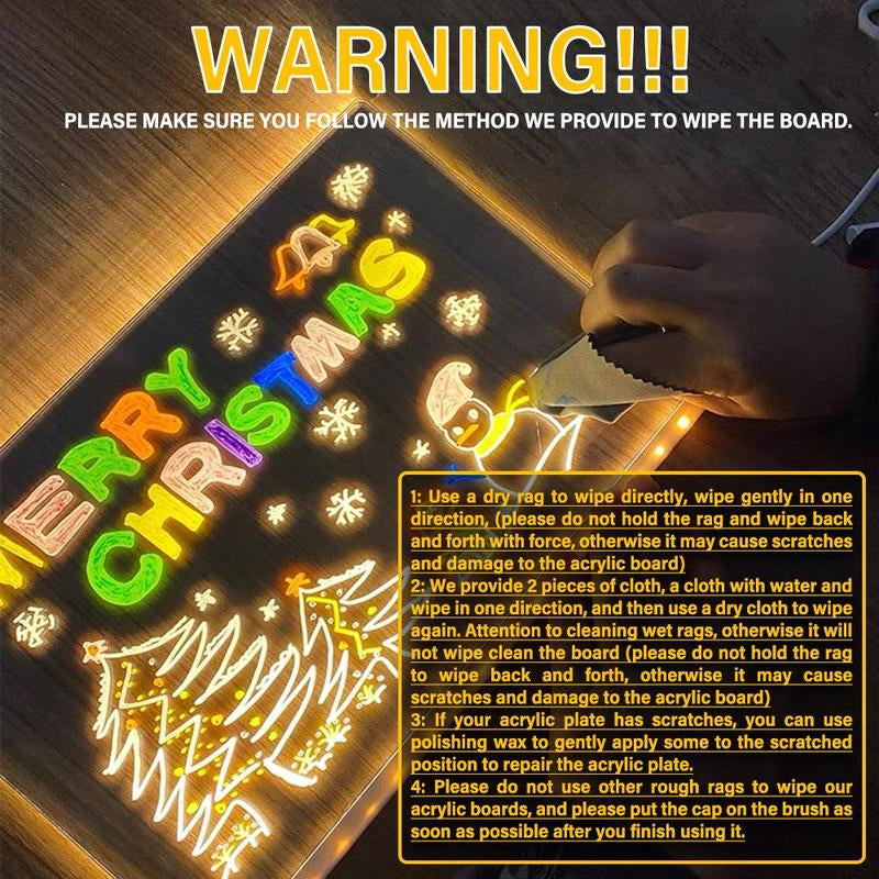 LED Light up Acrylic Message Board Home Decor, Erasable Drawing Board Desktop Light with 7 Pen, Drawing Board, Bar Advertising Boards, LED Board