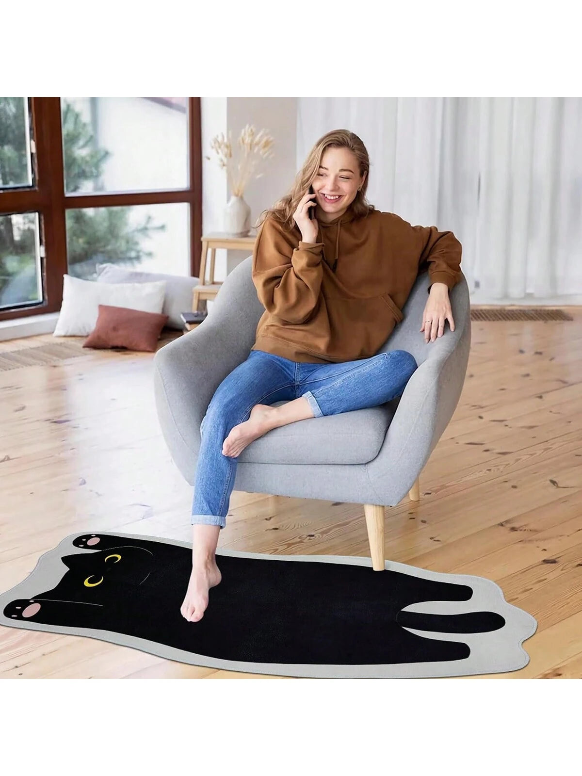 1Pc Cat Pattern Rug, Cartoon Cute Polyester Floor Carpet for Home ,Room Decor