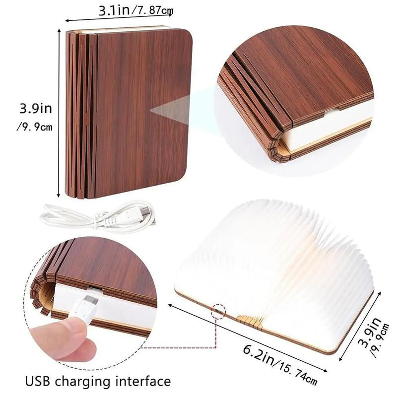 3 Colors Folding Book Lamp, Portable Creative Design Bedside Lamp with USB Rechargeable Function, 1 Count Multipurpose Night Light