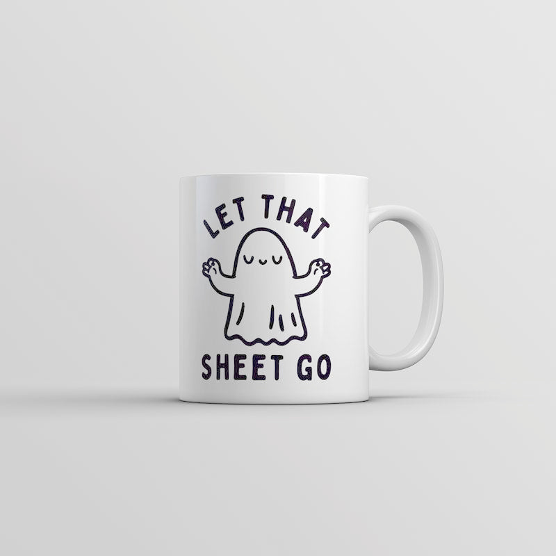 Let That Sheet Go Mug Funny Halloween Bed Sheets Ghost Joke Cup-11Oz Funny Coffee Mugs Ceramic Printed Drinkware Cup