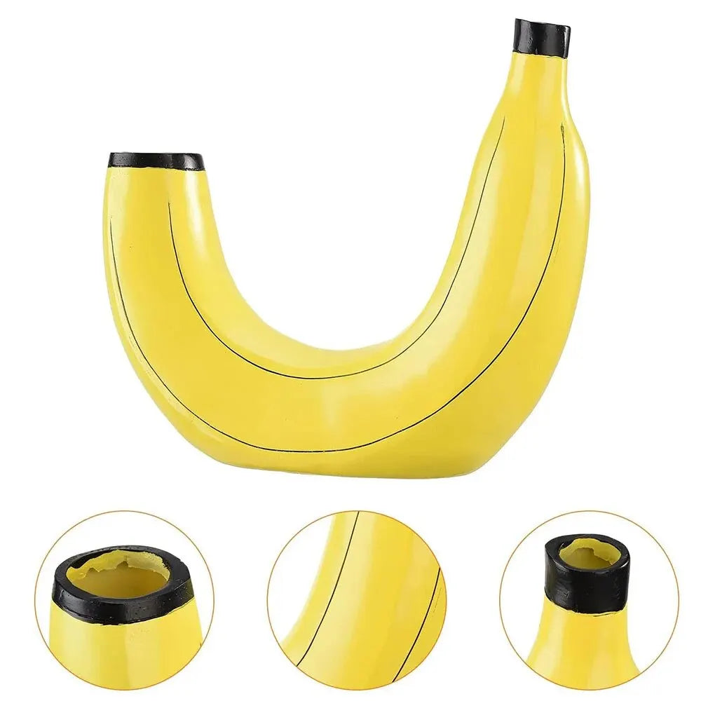 Banana Vase Resin Flower Vase Cute Banana Shape Tabletop Decorative Vase for Flowers Arrangement Living Room Bedroom Home Decor