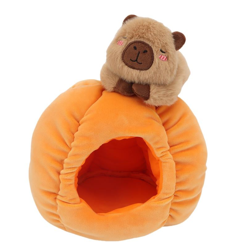 Cute Capybara with a Podgy Pumpkin House Plush Toys Halloween Plush Halloween Playset Party Decoration Prizes and Gifts for Children and Friends