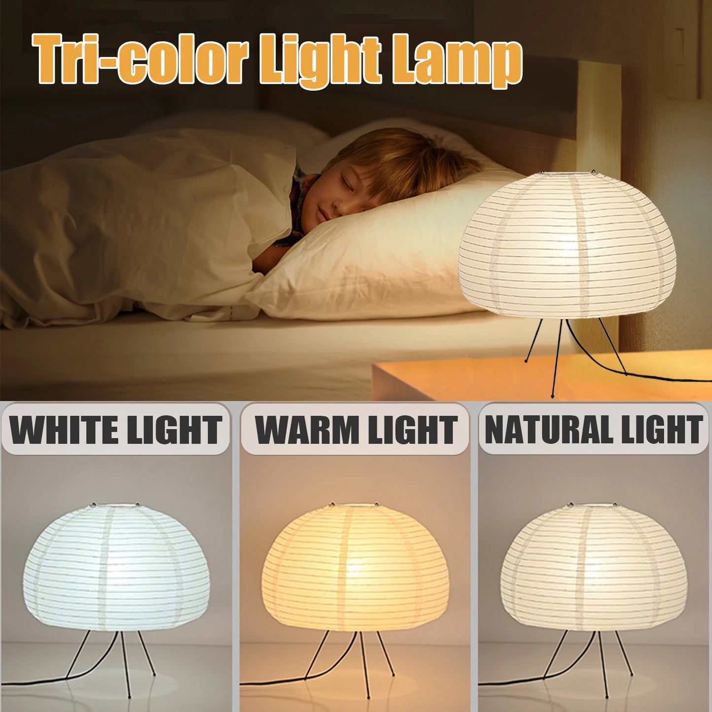 Nogy Noguchi Style Lamp Rice Paper Floor Lamp Retro Creative Bedside Lamp Suitable for Decoration of Study/Bedroom/Living Room
