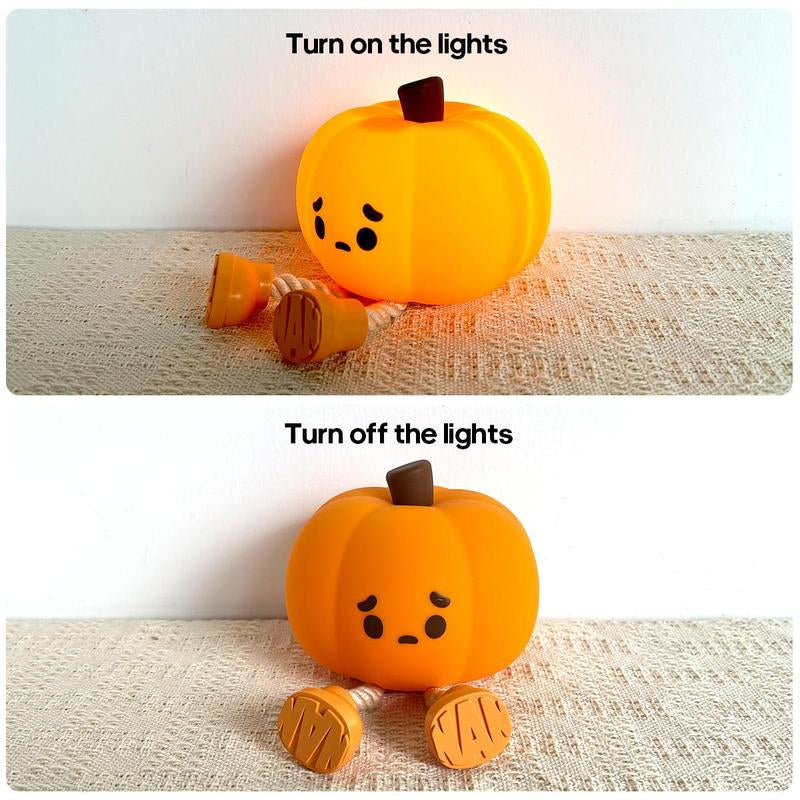 Pumpkin Shaped Night Light, Pumpkin Silicone Patting Small Night, Cute Pumpkin LED Night Light, Charging Decorative Bedside Light for Home Bedroom Living Room