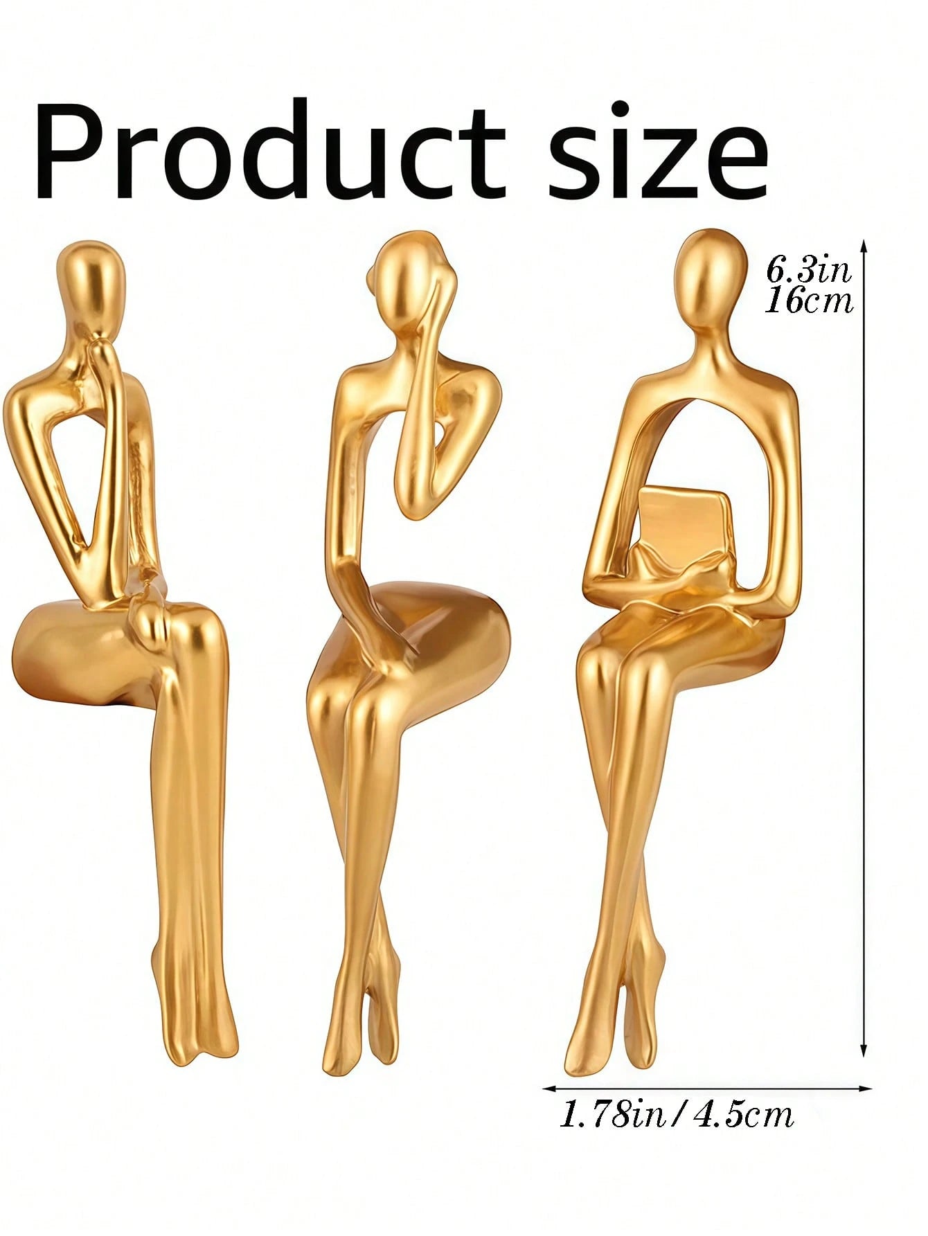 1/3Pcs Elegant Modern Abstract Gold Figurine Sculpture for Office Decor, Graduation Decorations, Bedroom Decor, Birthday Gifts, Room Decor, Teacher Gifts, Mother Day Gift