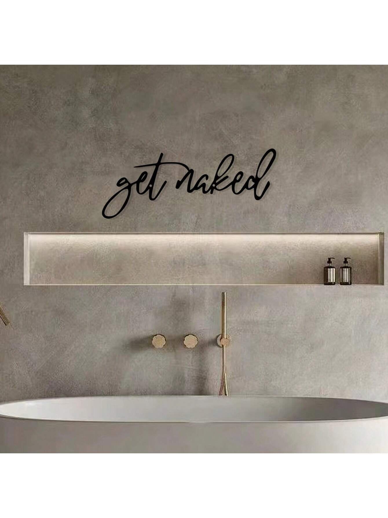 1Pc Modern Black Metal Sign - Decorative Bathroom Wall Art, Hanging Iron Sculpture, Wall Mount Design for Home Decor, Unique Gift Idea, Rust-Resistant, Easy to Install Room Decor Bedroom Decor Wall Decor
