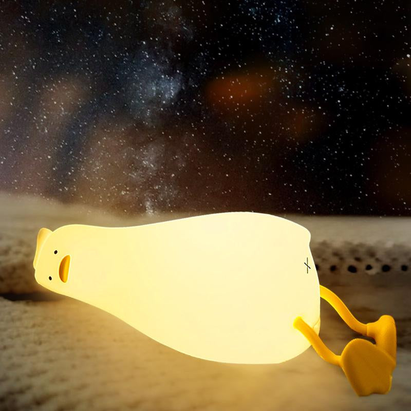 Kids Night Light, Lying Flat Duck Cute Night Light for Kids, Premium Silicone Nursery Nightlight, Touch Control,Rechargeable Bedside Touch Lamp for Breastfeeding Toddler Baby Kids Decor