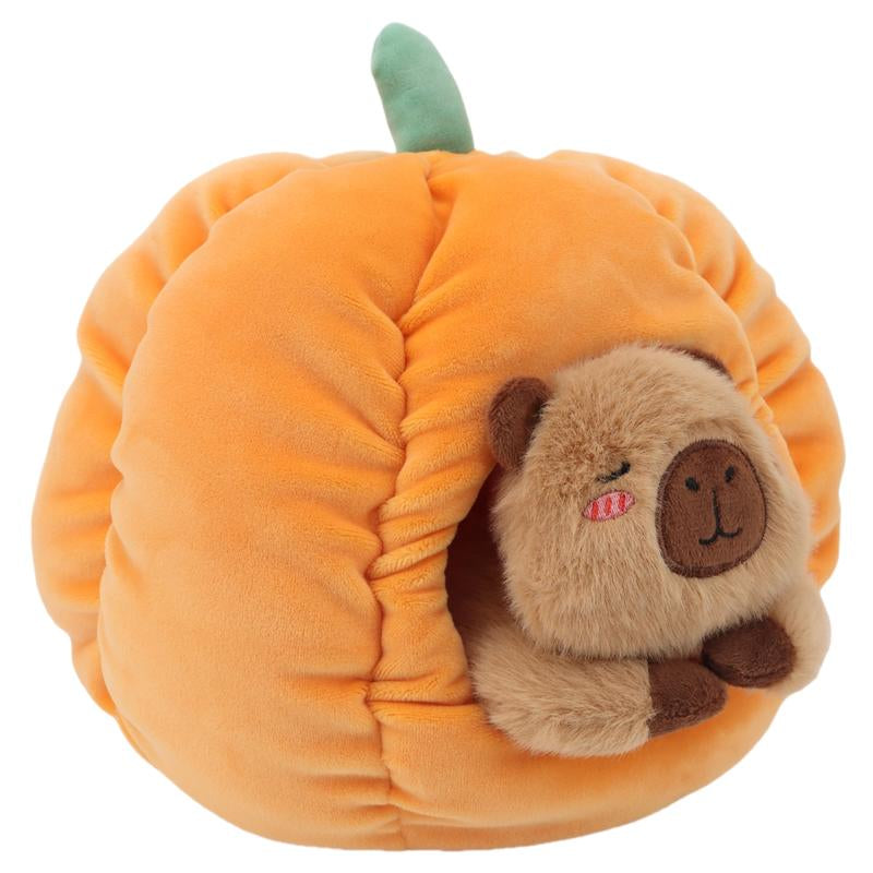 Cute Capybara with a Podgy Pumpkin House Plush Toys Halloween Plush Halloween Playset Party Decoration Prizes and Gifts for Children and Friends