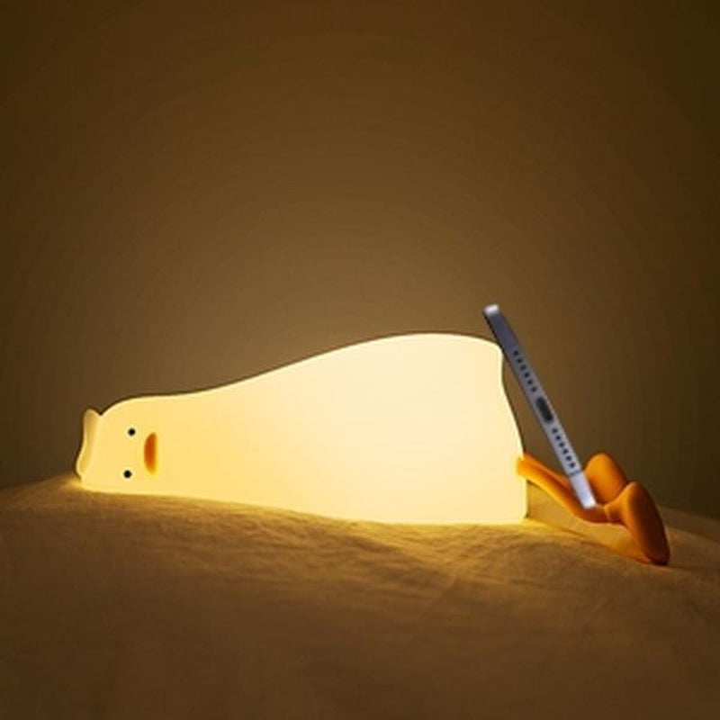 Kids Night Light, Lying Flat Duck Cute Night Light for Kids, Premium Silicone Nursery Nightlight, Touch Control,Rechargeable Bedside Touch Lamp for Breastfeeding Toddler Baby Kids Decor