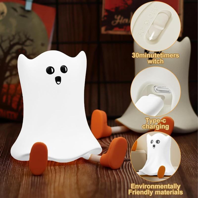 ,Soft Silicone Cute Ghost Night Light,Dimmable LED Warm Lamp for Room,Funny Halloween Christmas Easter Gifts for Women and Kids Bat Design Ear Headband