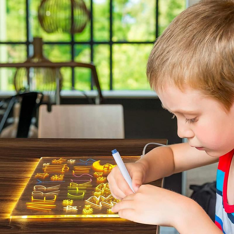 LED Light up Acrylic Message Board Home Decor, Erasable Drawing Board Desktop Light with 7 Pen, Drawing Board, Bar Advertising Boards, LED Board