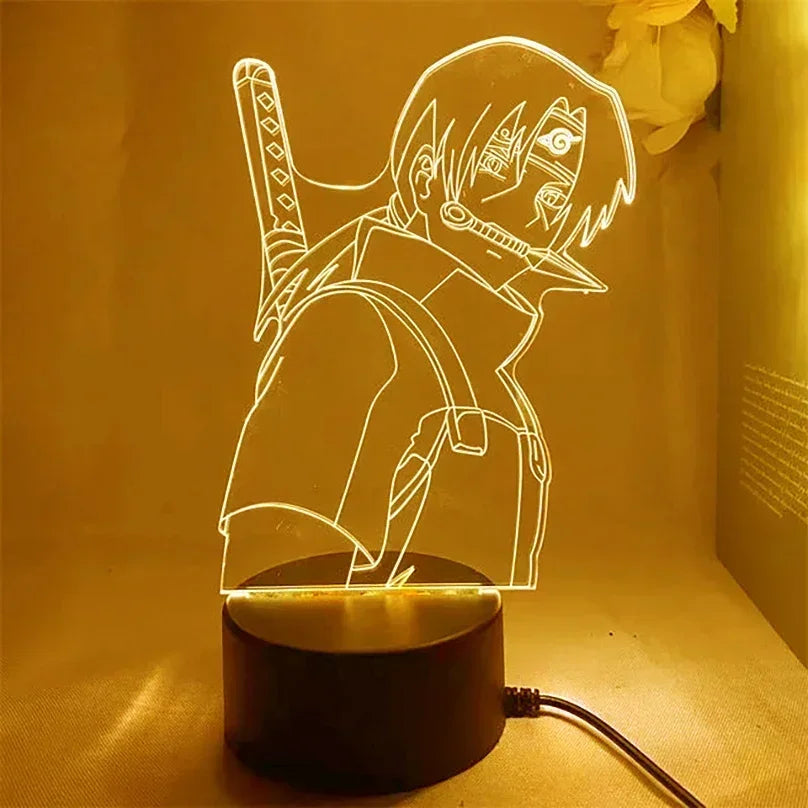 Anime Naruto Kakashi Shippuden Uchiha Sasuke Hatake Characters 3D LED Night Lights Action Figure Collection Model Toys Gifts