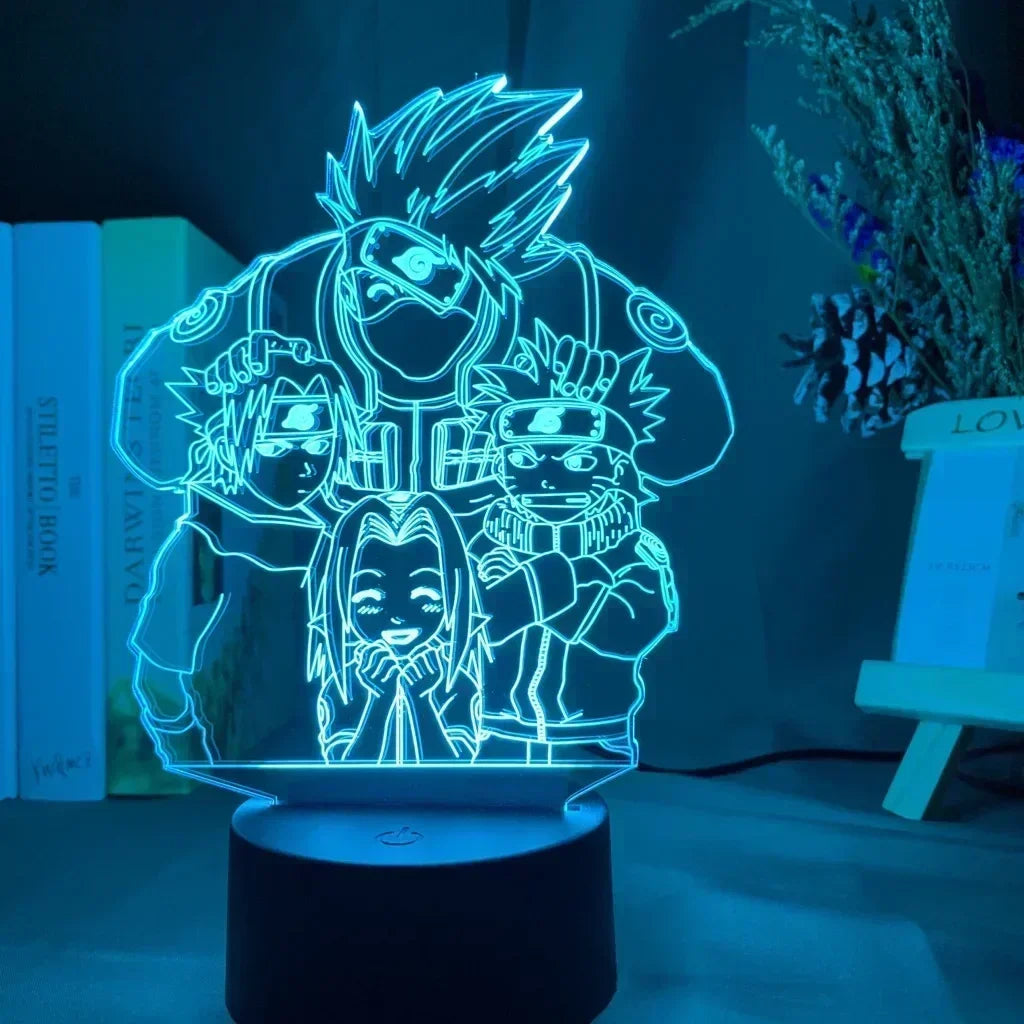 Anime Naruto Kakashi Shippuden Uchiha Sasuke Hatake Characters 3D LED Night Lights Action Figure Collection Model Toys Gifts