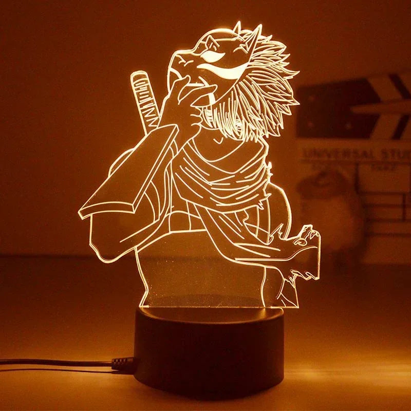 Anime Naruto Kakashi Shippuden Uchiha Sasuke Hatake Characters 3D LED Night Lights Action Figure Collection Model Toys Gifts