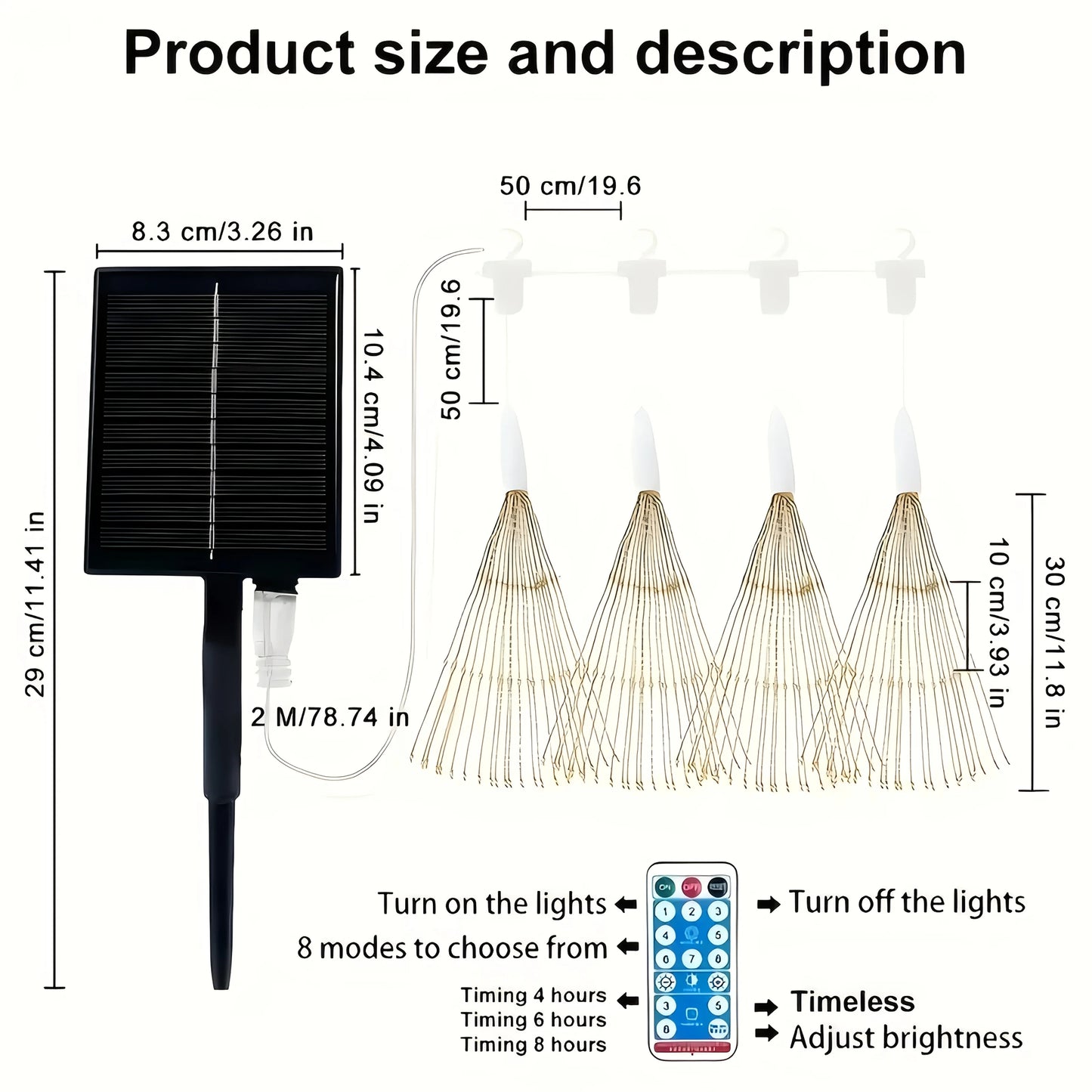 4Pcs Hanging Solar Powered Outdoor Firework Lights,360 LED Sparkling Starburst Sphere Lights, for Christmas Decorationdecoration