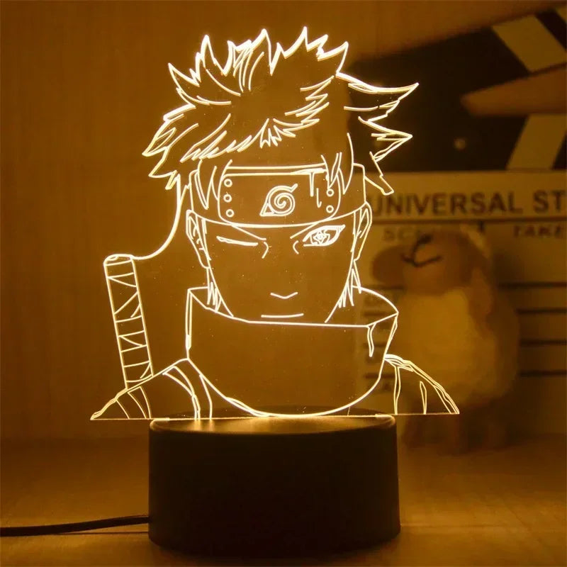 Anime Naruto Kakashi Shippuden Uchiha Sasuke Hatake Characters 3D LED Night Lights Action Figure Collection Model Toys Gifts