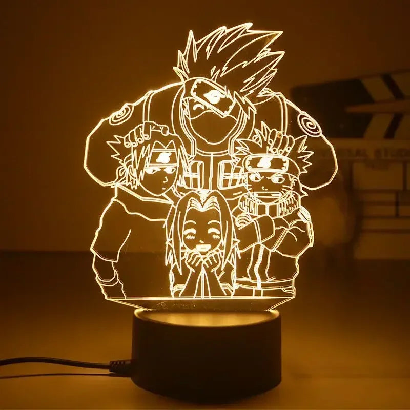 Anime Naruto Kakashi Shippuden Uchiha Sasuke Hatake Characters 3D LED Night Lights Action Figure Collection Model Toys Gifts