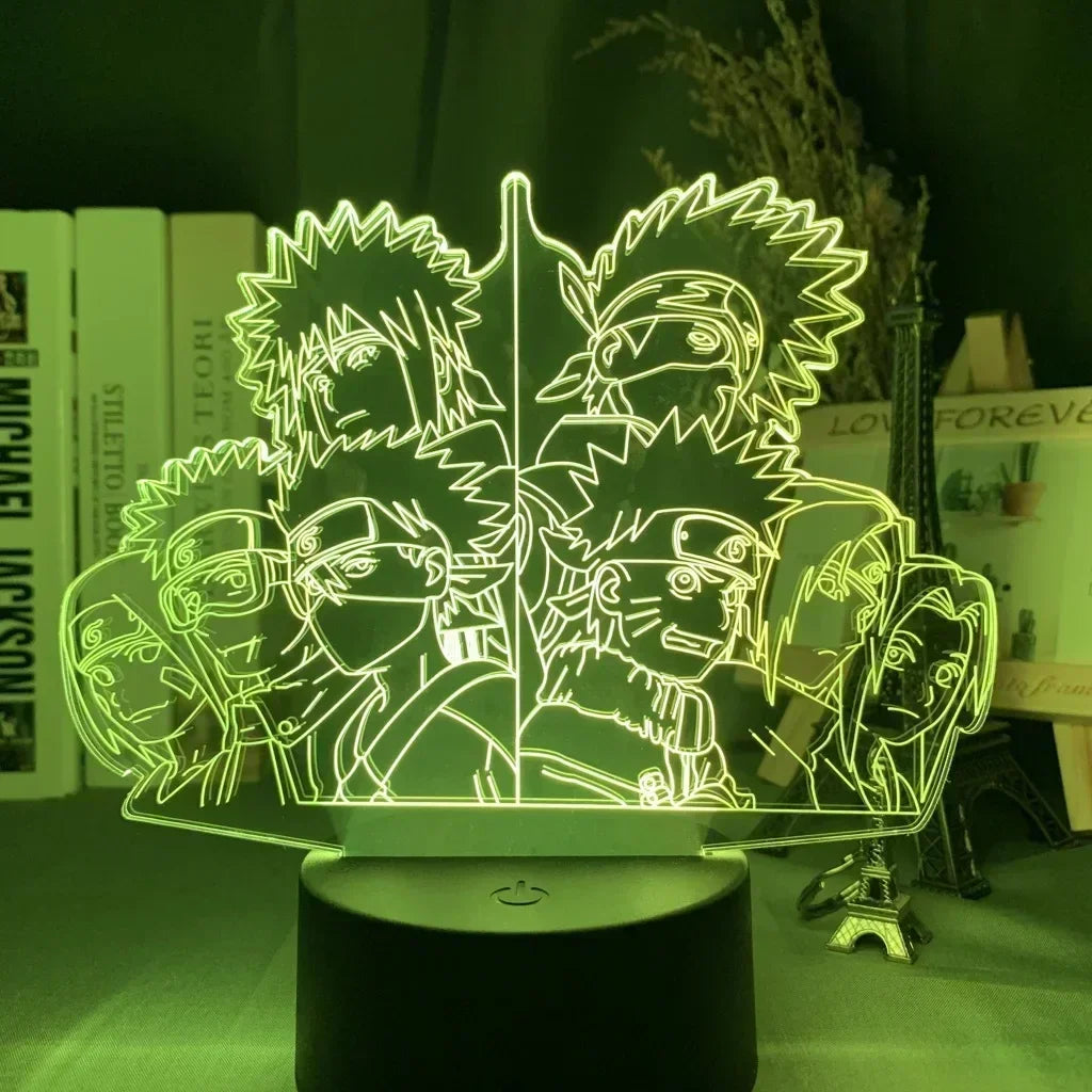 Anime Naruto Kakashi Shippuden Uchiha Sasuke Hatake Characters 3D LED Night Lights Action Figure Collection Model Toys Gifts