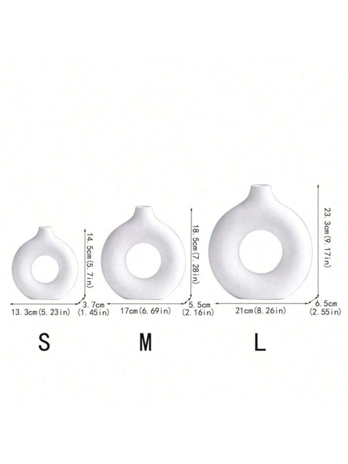 1Pc White Plastic Circular Flower Vase Decoration, Simulated Dry Flower Decoration Vase, Artistic Vase for Floral Arrangements, Simple Living Room Exhibition Hall Decoration Gifts Birthday Graduation