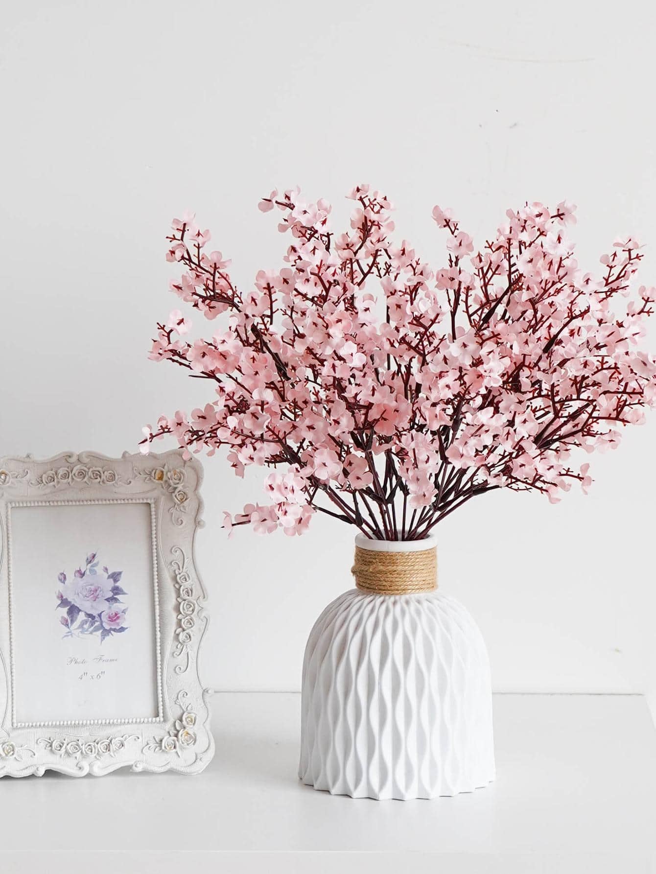 3/6Pcs Plastic Artificial Flower Bouquet, Cherry Blossoms Artificial Flowers Baby'S Breath,Modern Artificial Flower Bundle for Home Decor,Fake Plants,Fall Decor,Room,Desk,Garden Decor,Room Decoration Stuff Back to School School Supplies