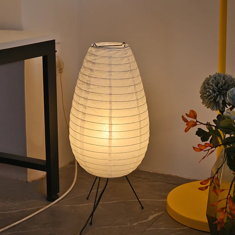 Nogy Noguchi Style Lamp Rice Paper Floor Lamp Retro Creative Bedside Lamp Suitable for Decoration of Study/Bedroom/Living Room