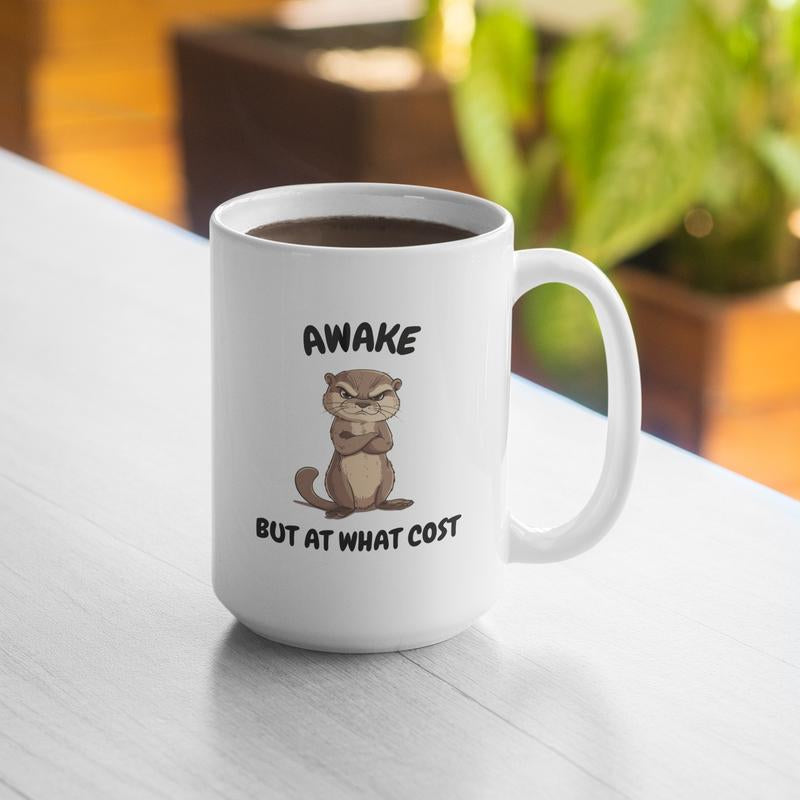 Awake but at What Cost Otter Coffee Gift Mug 15Oz