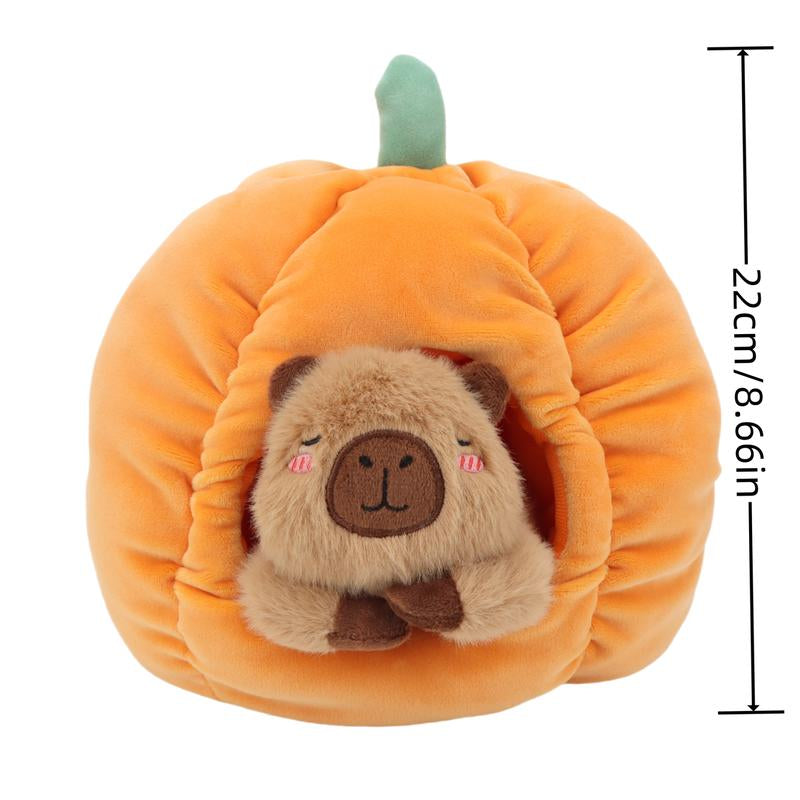 Cute Capybara with a Podgy Pumpkin House Plush Toys Halloween Plush Halloween Playset Party Decoration Prizes and Gifts for Children and Friends